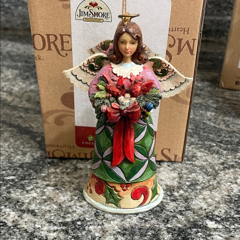 Jim Shore Christmas Angel Figurine with cardinals